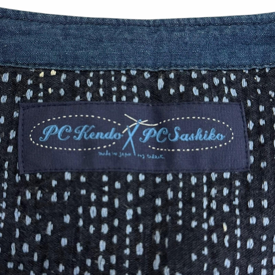Excellent PORTER CLASSIC Best SASHIKO ZIP UP VEST Sashiko blue