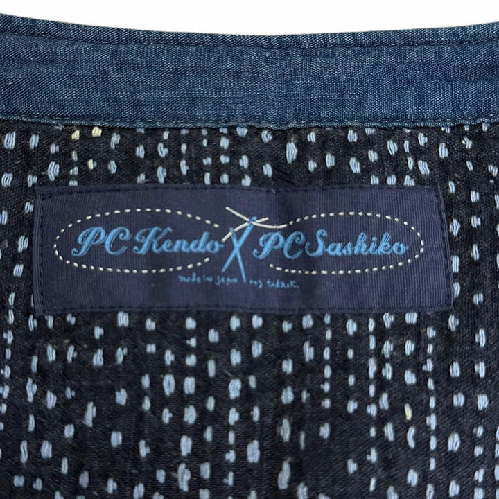Excellent PORTER CLASSIC Best SASHIKO ZIP UP VEST Sashiko blue