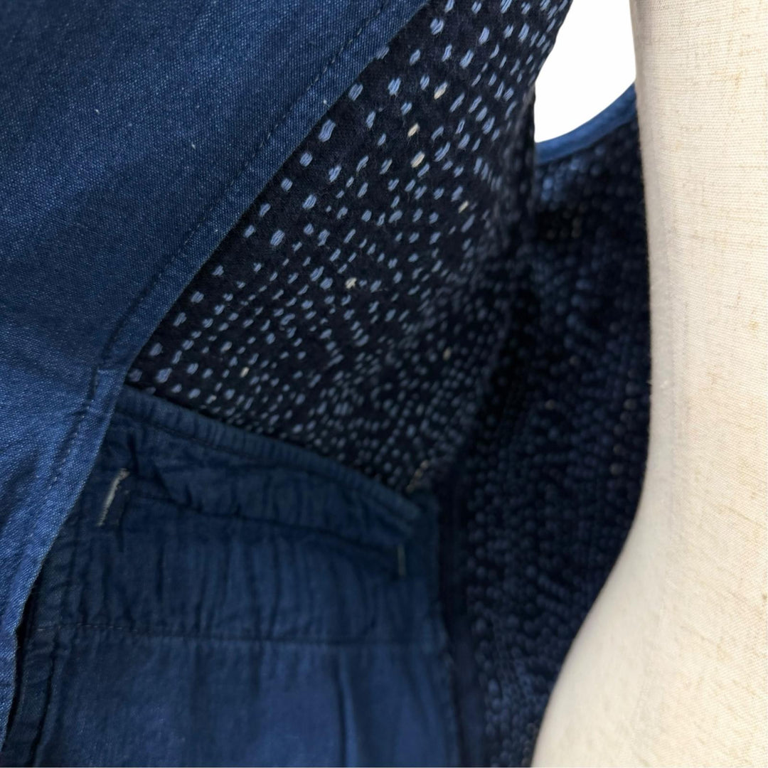 Excellent PORTER CLASSIC Best SASHIKO ZIP UP VEST Sashiko blue