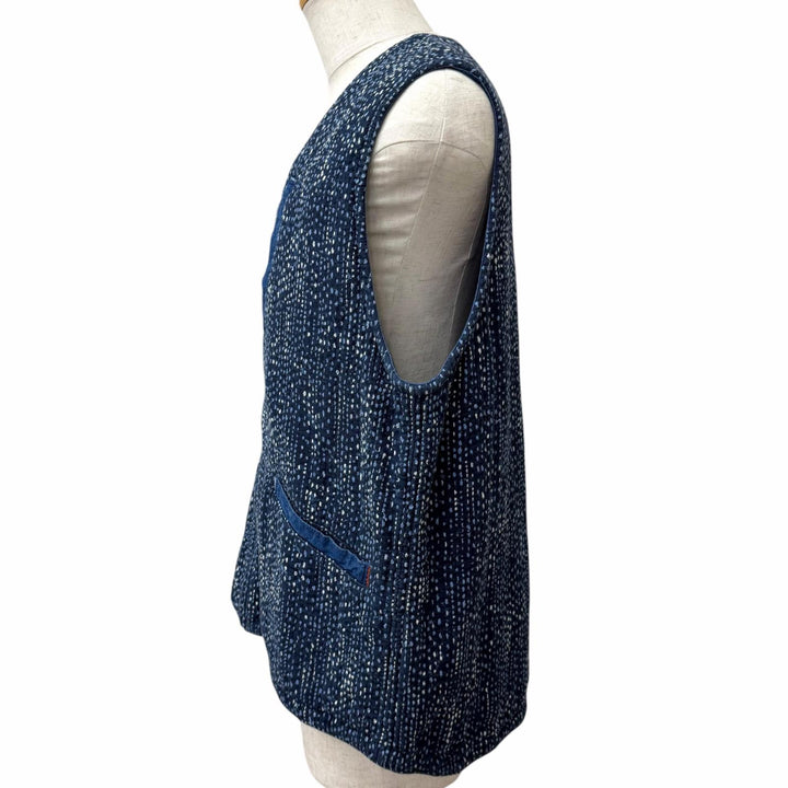 Excellent PORTER CLASSIC Best SASHIKO ZIP UP VEST Sashiko blue