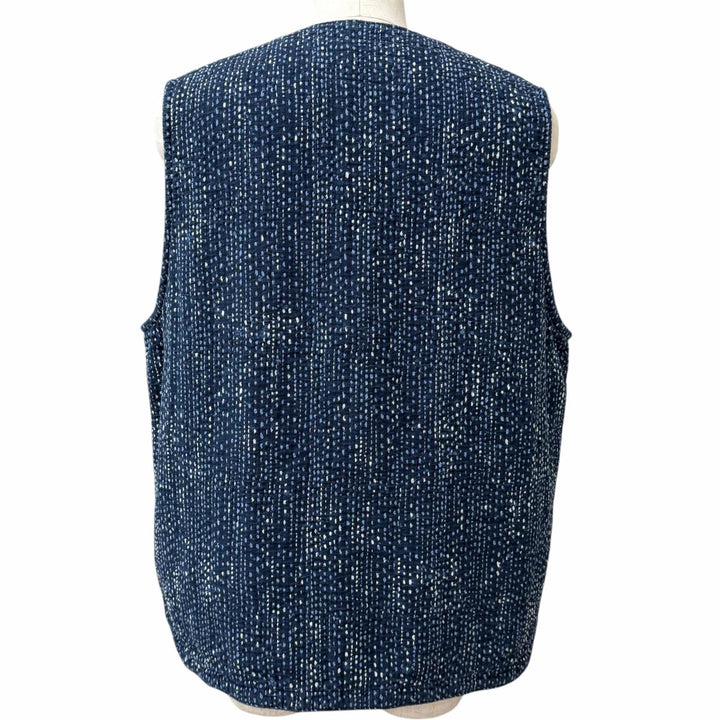 Excellent PORTER CLASSIC Best SASHIKO ZIP UP VEST Sashiko blue