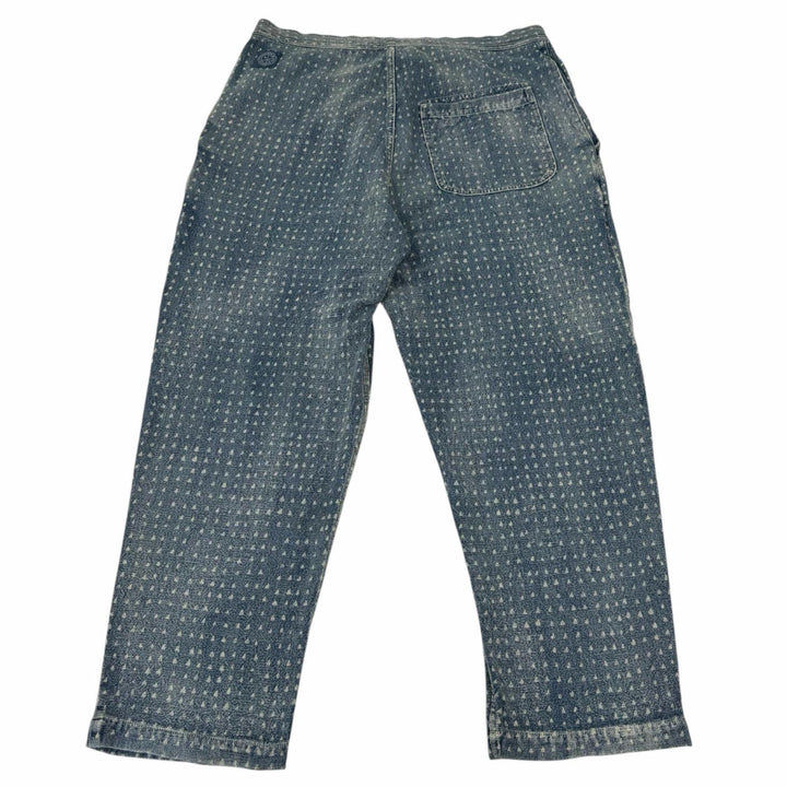 Excellent PORTER CLASSIC Denim pants AFRICAN COTTON PANTS All-over print