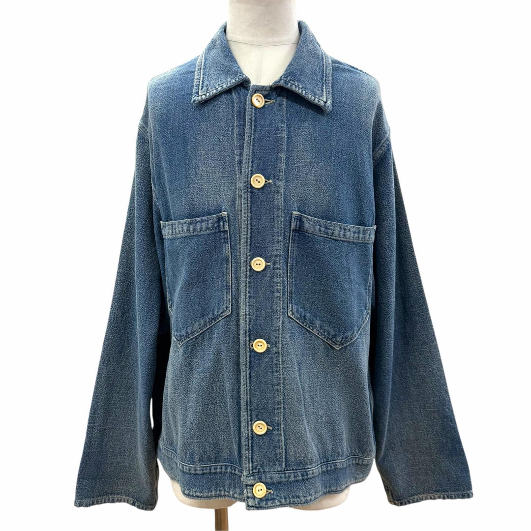 Excellent PORTER CLASSIC Denim Jacket AFRICAN COTTON CLEAR JACKET blue cotton 3