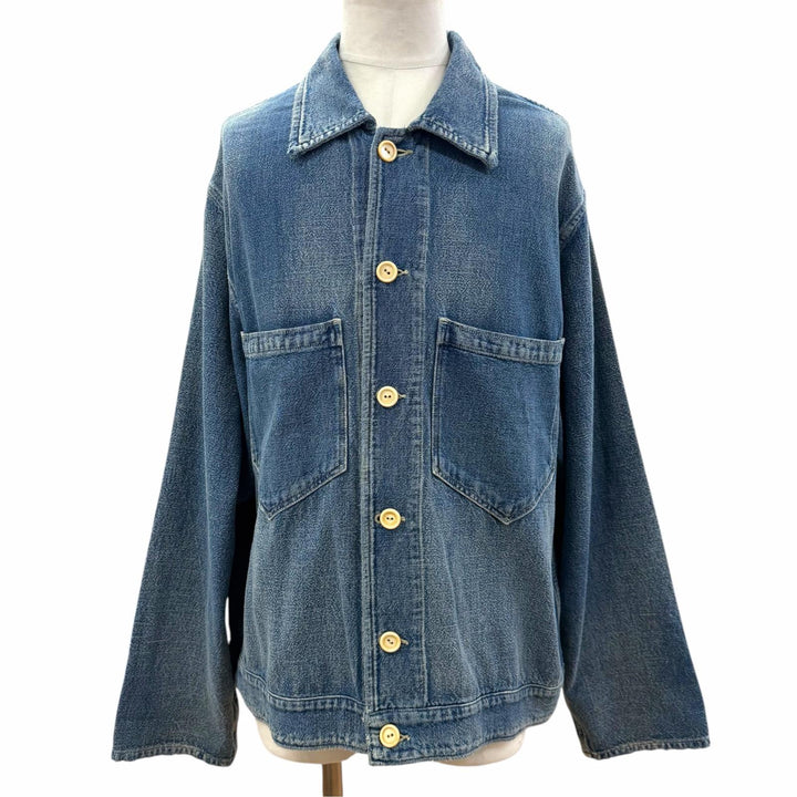 Excellent PORTER CLASSIC Denim Jacket AFRICAN COTTON CLEAR JACKET blue cotton 3