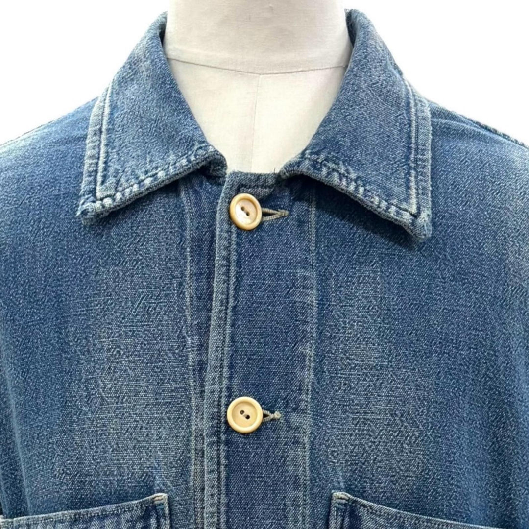 Excellent PORTER CLASSIC Denim Jacket AFRICAN COTTON CLEAR JACKET blue cotton 3
