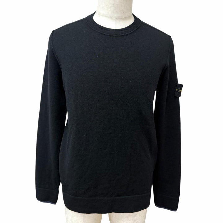 Great STONE ISLAND sweater Crew neck with logo patch black