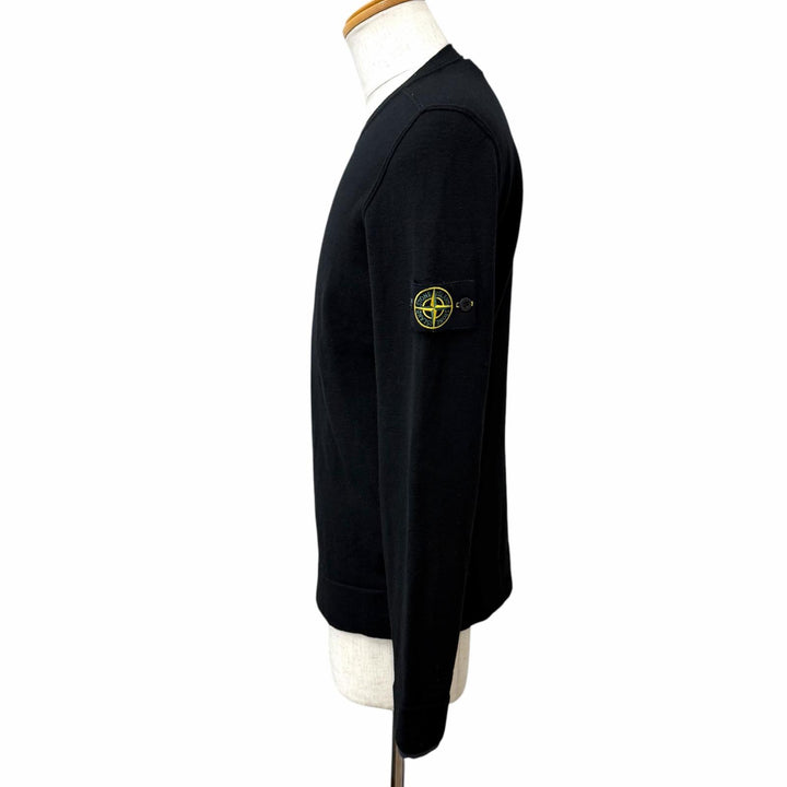 Great STONE ISLAND sweater Crew neck with logo patch black