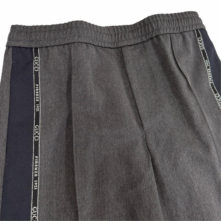 Pristine GUCCI Pants Embroidered side logo line gray mens IT 48 798623