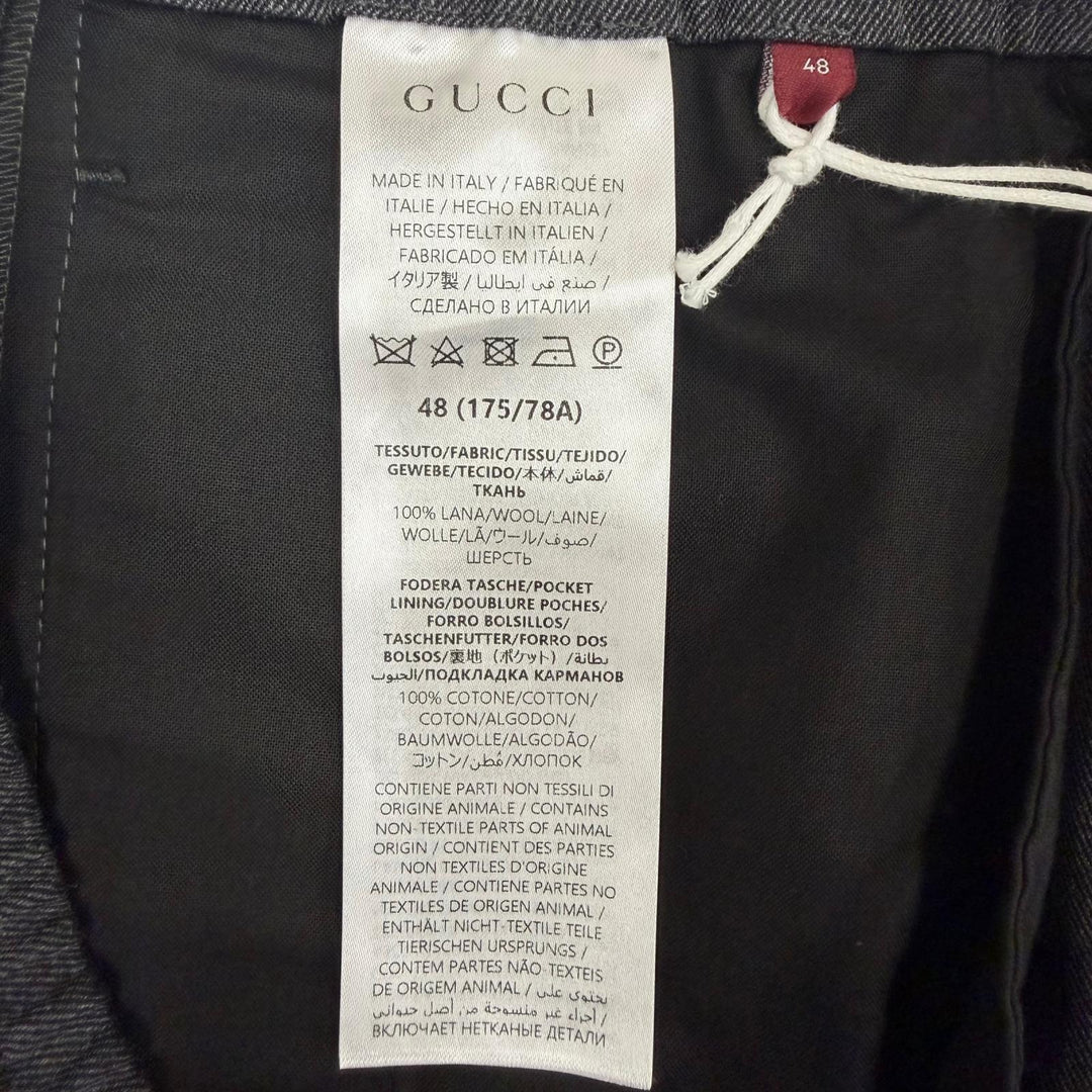 Pristine GUCCI Pants Embroidered side logo line gray mens IT 48 798623