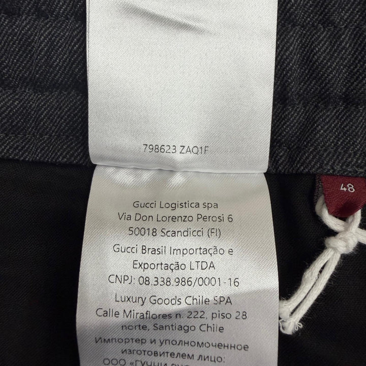 Pristine GUCCI Pants Embroidered side logo line gray mens IT 48 798623