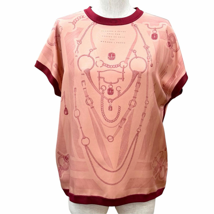 Excellent HERMES knit TRESOR DE MEDOR twill laine pink silk IT 42 DC2H2840DZ