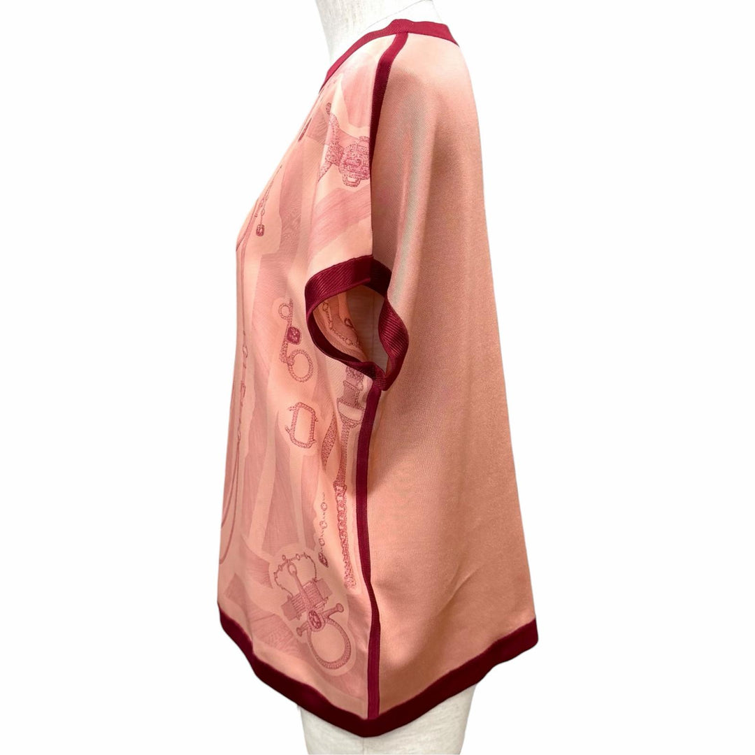 Excellent HERMES knit TRESOR DE MEDOR twill laine pink silk IT 42 DC2H2840DZ