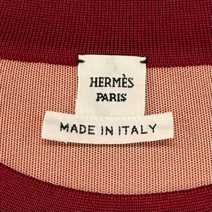Excellent HERMES knit TRESOR DE MEDOR twill laine pink silk IT 42 DC2H2840DZ