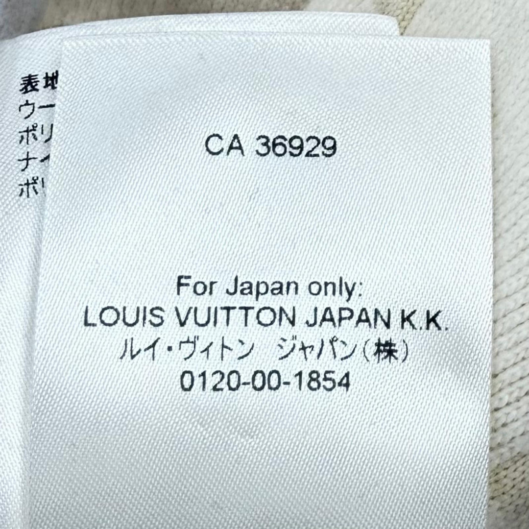 Excellent LOUIS VUITTON knit LV buttons, chunky stripe logo white wool Women XS