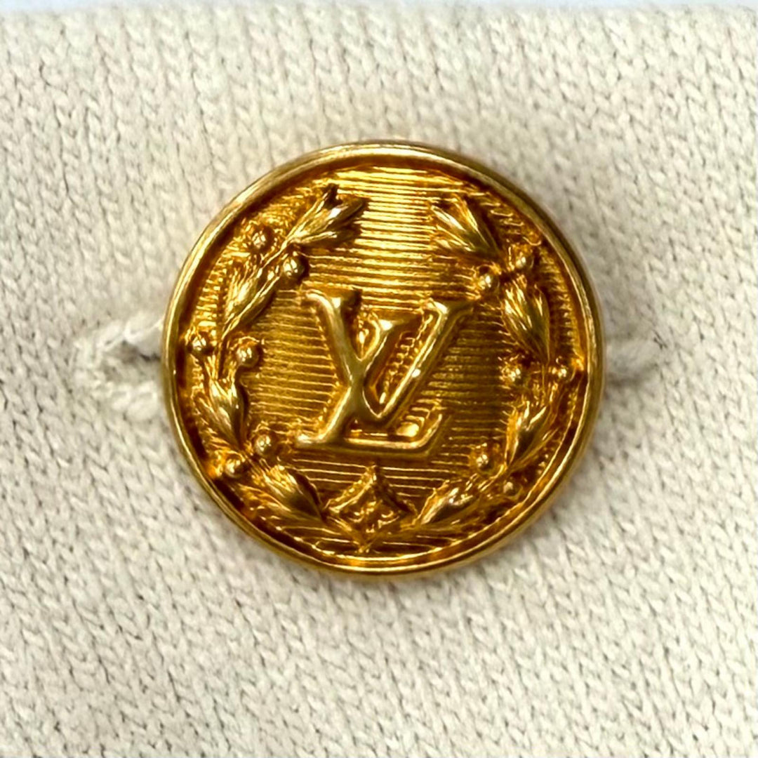 Excellent LOUIS VUITTON knit LV buttons, chunky stripe logo white wool Women XS