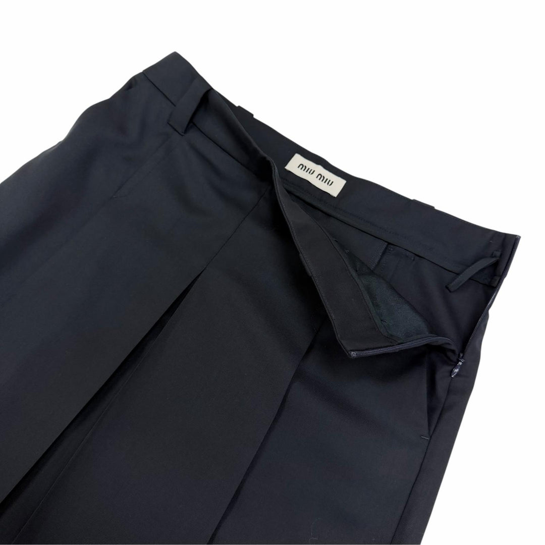Excellent MIUMIU Pleated skirt Navy Virgin wool Women 36 DNA05I
