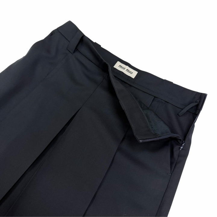 Excellent MIUMIU Pleated skirt Navy Virgin wool Women 36 DNA05I