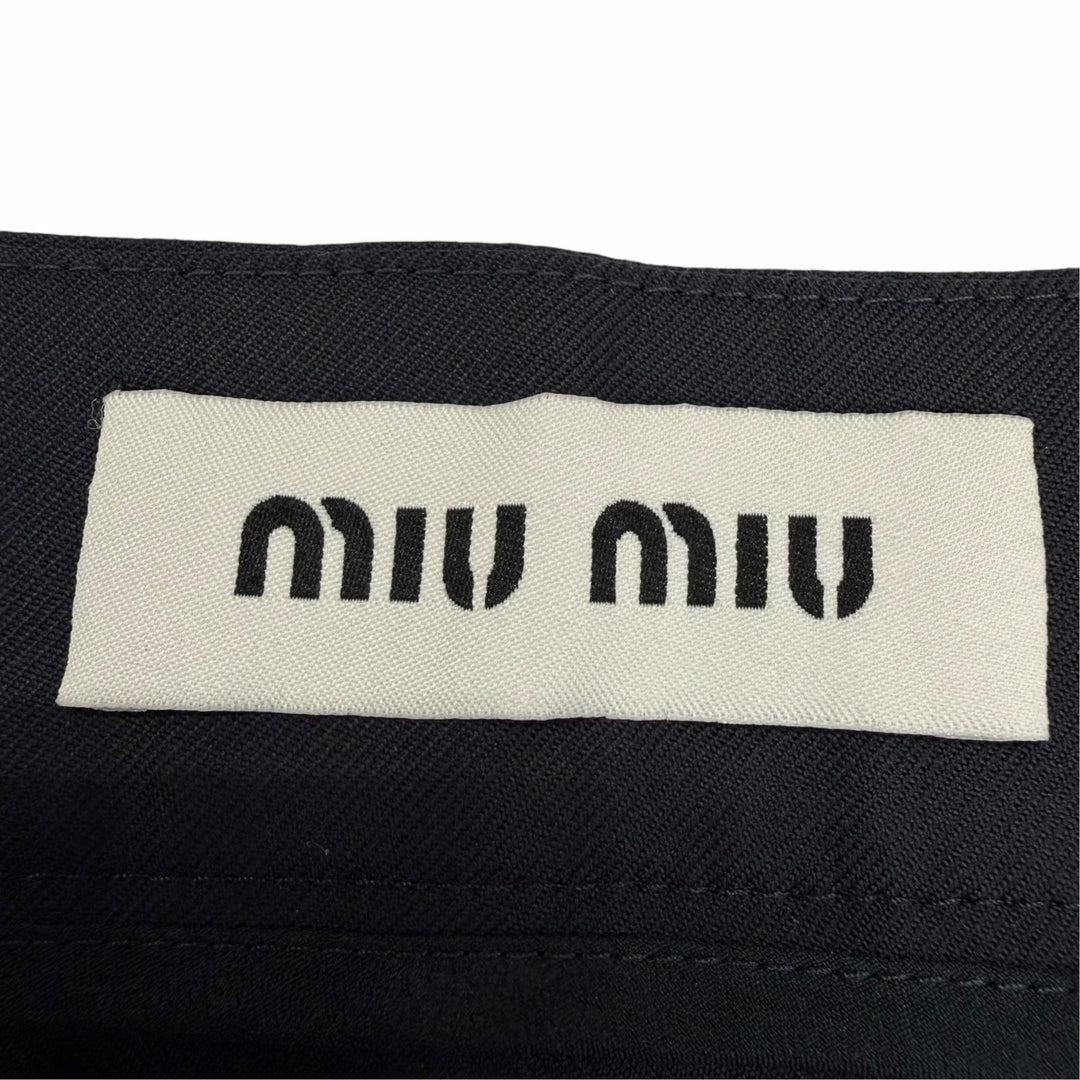 Excellent MIUMIU Pleated skirt Navy Virgin wool Women 36 DNA05I