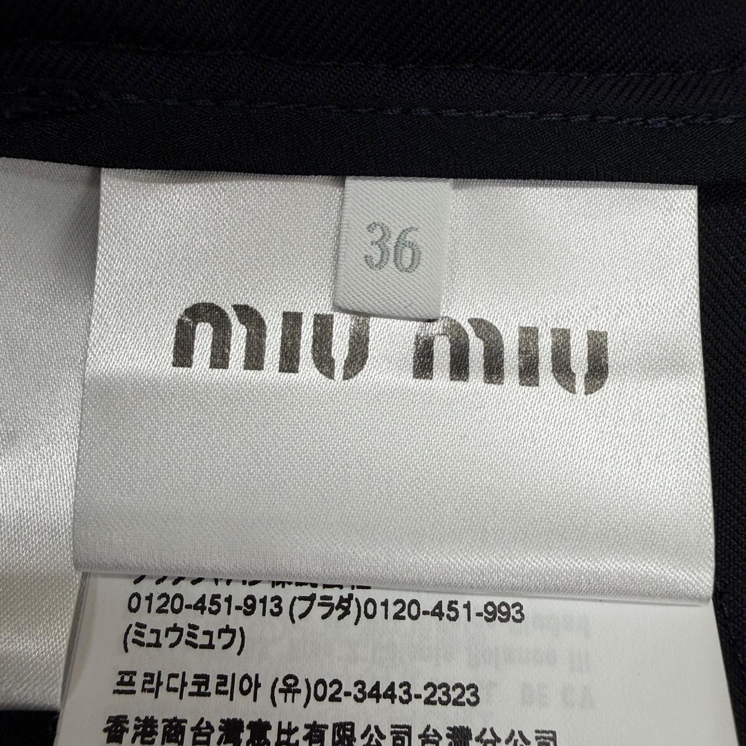 Excellent MIUMIU Pleated skirt Navy Virgin wool Women 36 DNA05I