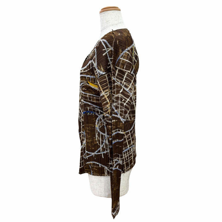 Excellent PLEATS PLEASE cardigan All-over print design, buttonless 4 PP43-J0584