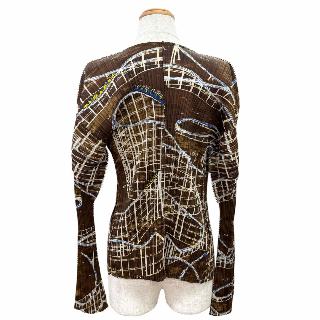 Excellent PLEATS PLEASE cardigan All-over print design, buttonless 4 PP43-J0584
