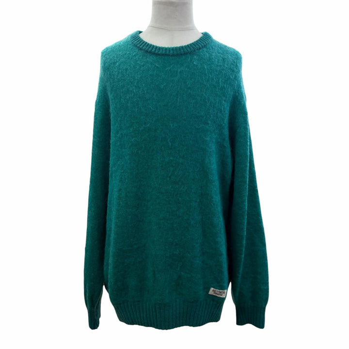 Excellent WACKO MARIA sweater Mohair blend crew neck knit with logo patch XL