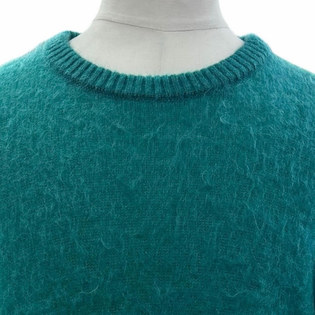 Excellent WACKO MARIA sweater Mohair blend crew neck knit with logo patch XL