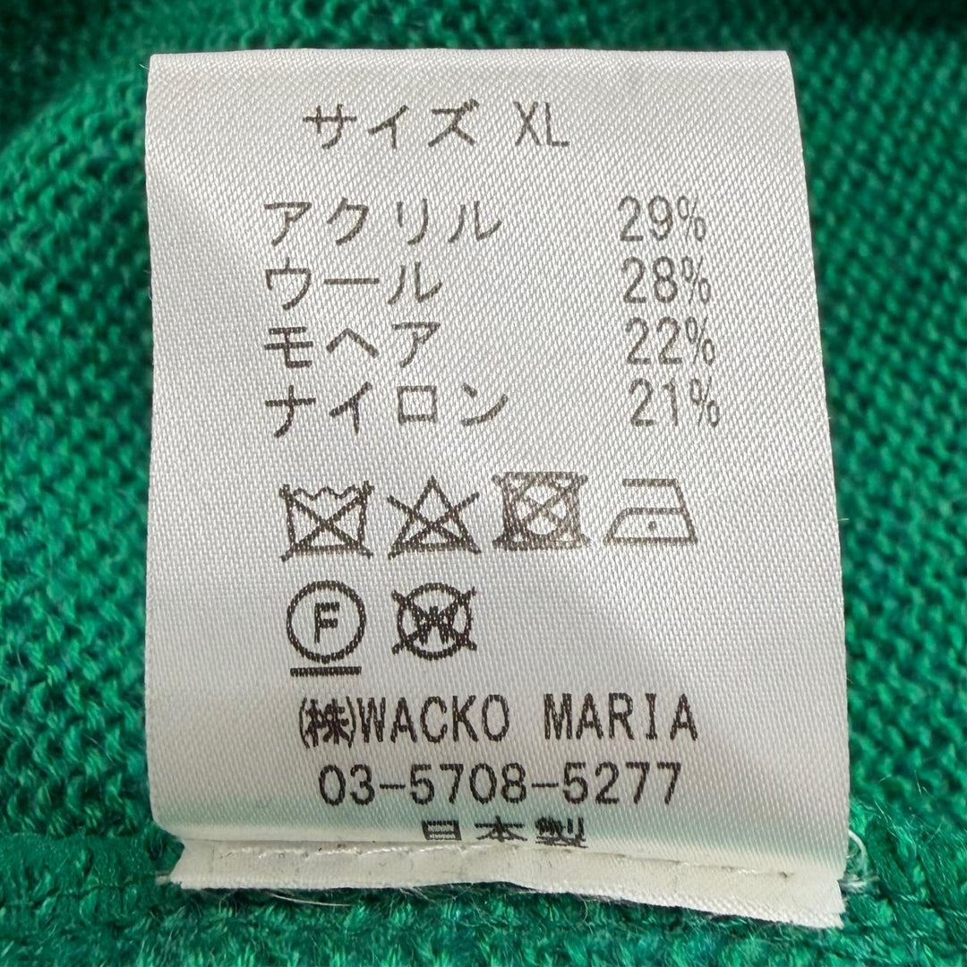 Excellent WACKO MARIA sweater Mohair blend crew neck knit with logo patch XL