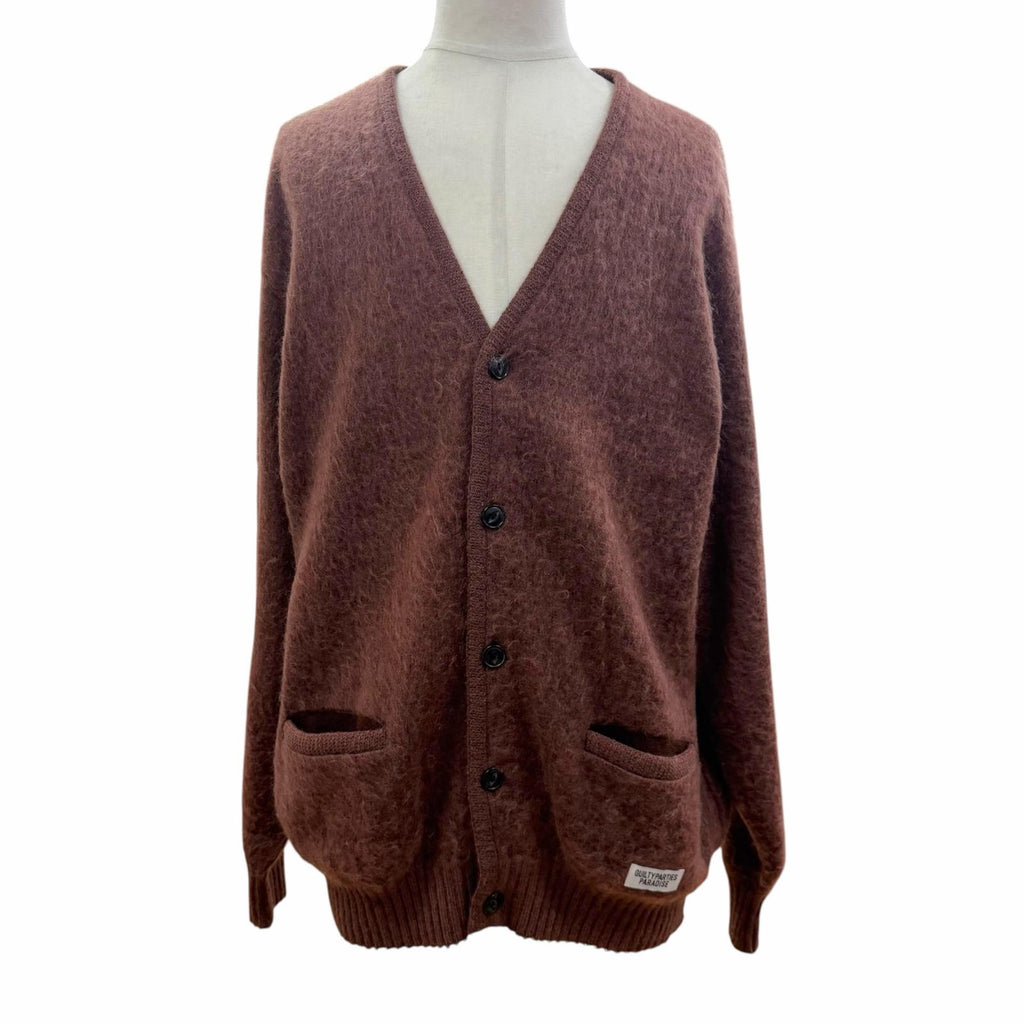 Excellent WACKO MARIA cardigan Mohair blend V-neck knit Brown