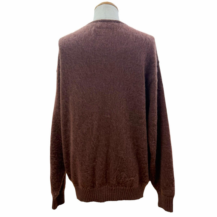 Excellent WACKO MARIA cardigan Mohair blend V-neck knit Brown acrylic mens XL