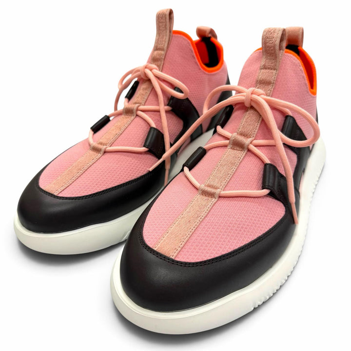 Pristine HERMES sneakers DUEL Duel Lace-up slip-on shoes pink fabric mens IT 44