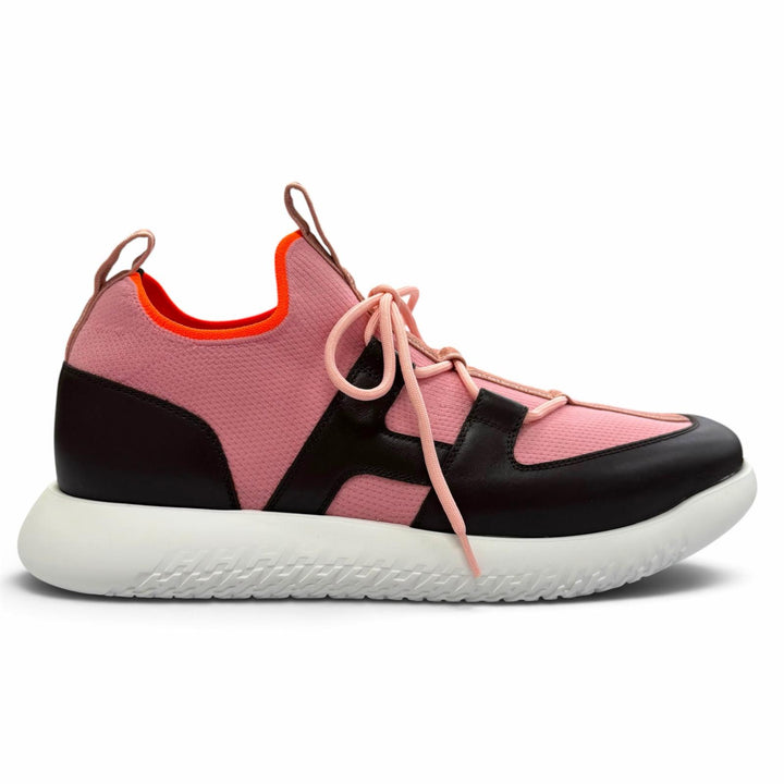 Pristine HERMES sneakers DUEL Duel Lace-up slip-on shoes pink fabric mens IT 44