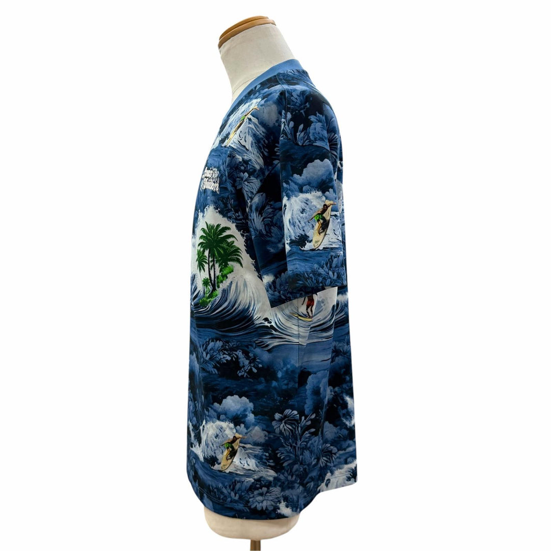 Excellent LOUIS VUITTON Short sleeve T-shirt Surf print logo embroidery blue S