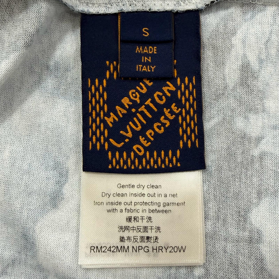 Excellent LOUIS VUITTON Short sleeve T-shirt Surf print logo embroidery blue S
