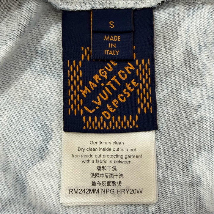 Excellent LOUIS VUITTON Short sleeve T-shirt Surf print logo embroidery blue S