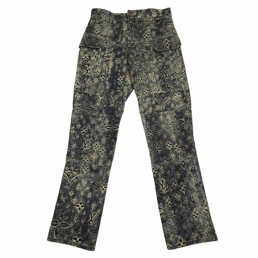 Excellent LOUIS VUITTON Denim pants Monogram tailored button fly Indigo mens 28