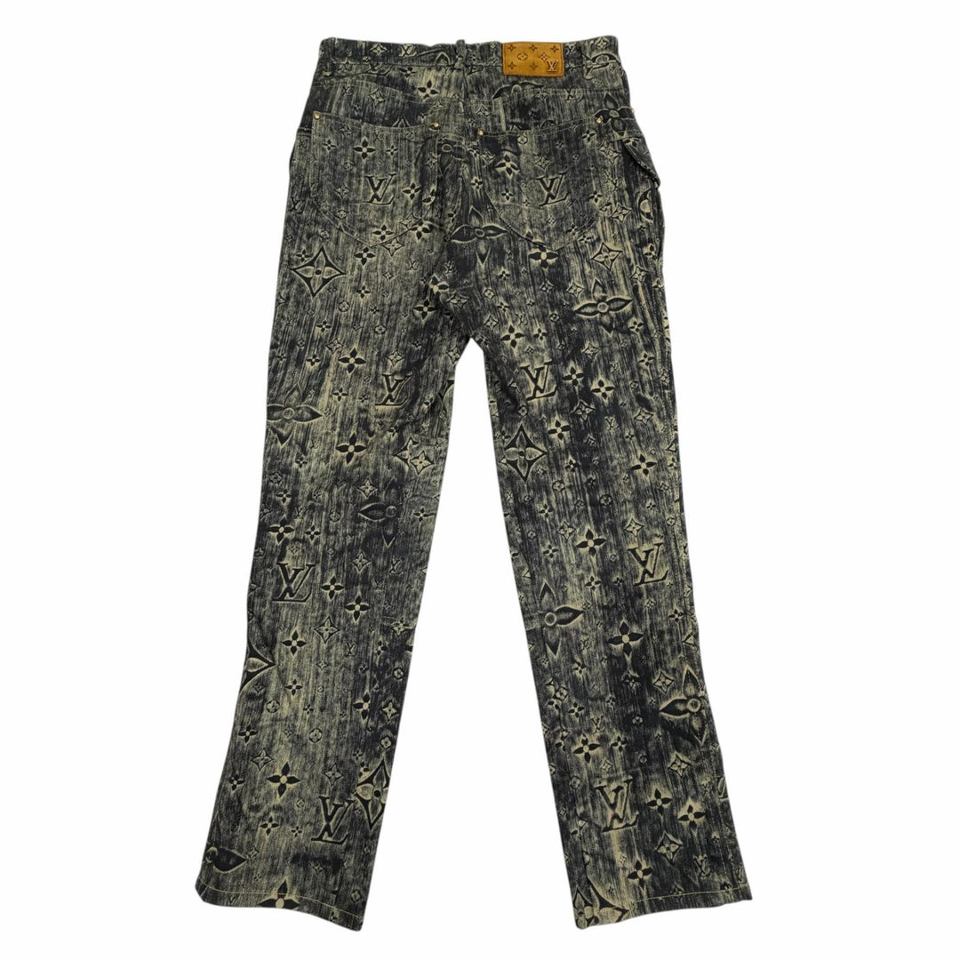 Excellent LOUIS VUITTON Denim pants Monogram tailored button fly Indigo mens 28