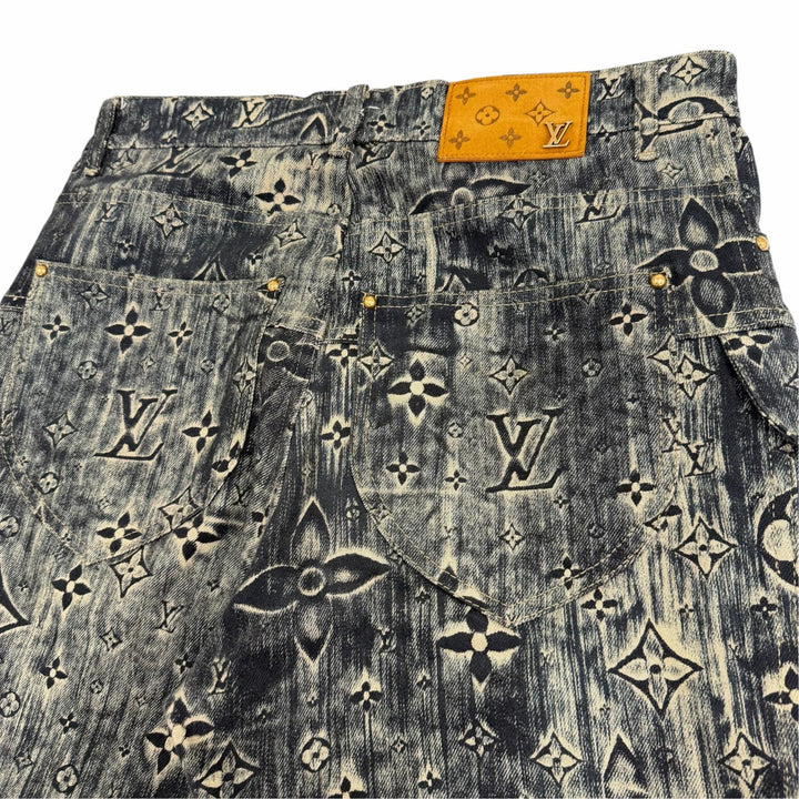 Excellent LOUIS VUITTON Denim pants Monogram tailored button fly Indigo mens 28