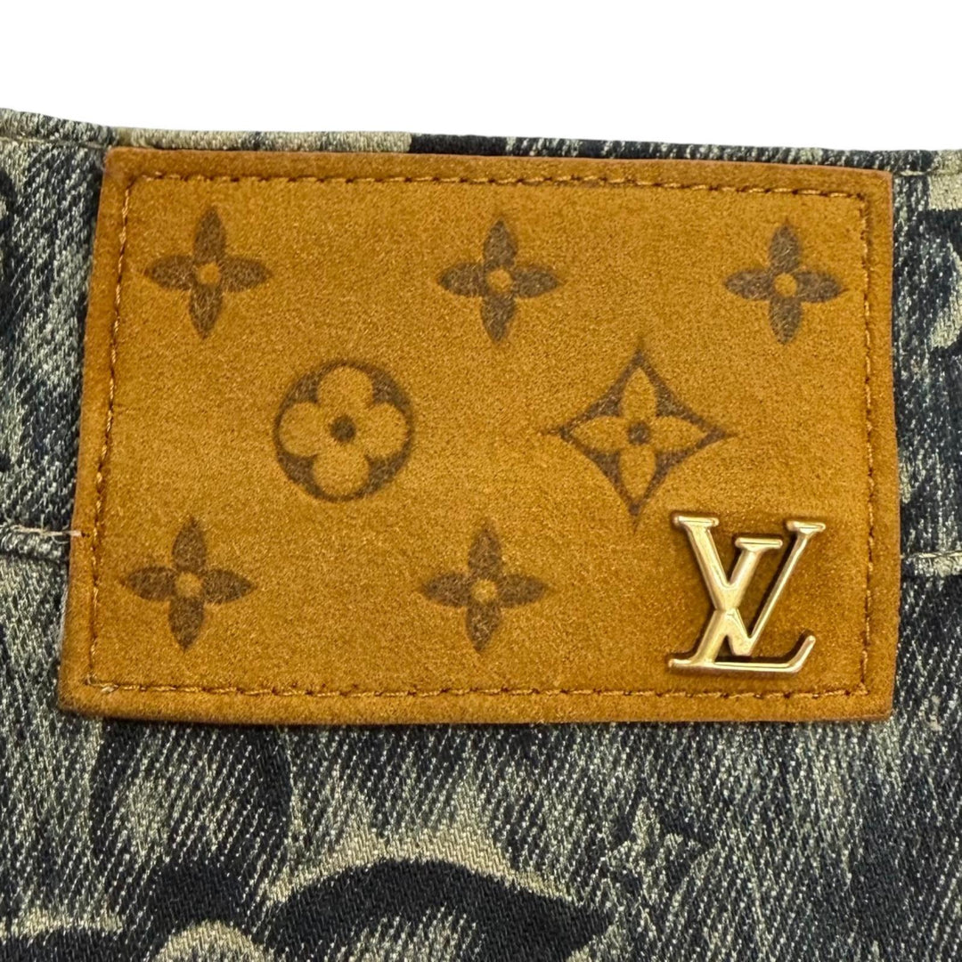 Excellent LOUIS VUITTON Denim pants Monogram tailored button fly Indigo mens 28