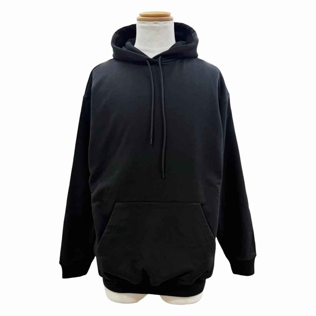 Pristine BALENCIAGA hoodie Logo print hooded pullover black cotton mens S 528351
