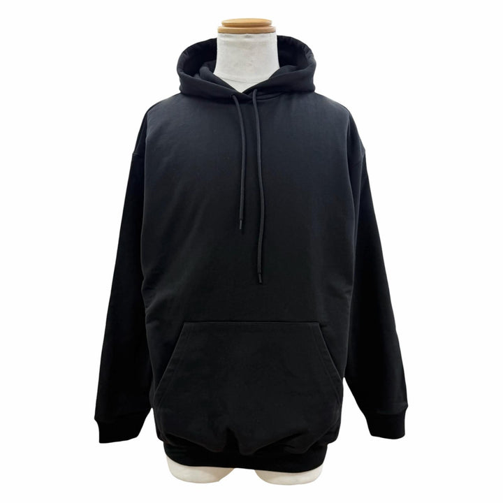 Pristine BALENCIAGA hoodie Logo print hooded pullover black cotton mens S 528351