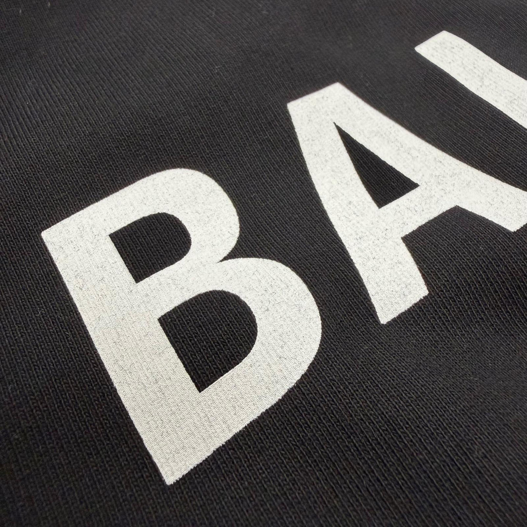 Pristine BALENCIAGA hoodie Logo print hooded pullover black cotton mens S 528351
