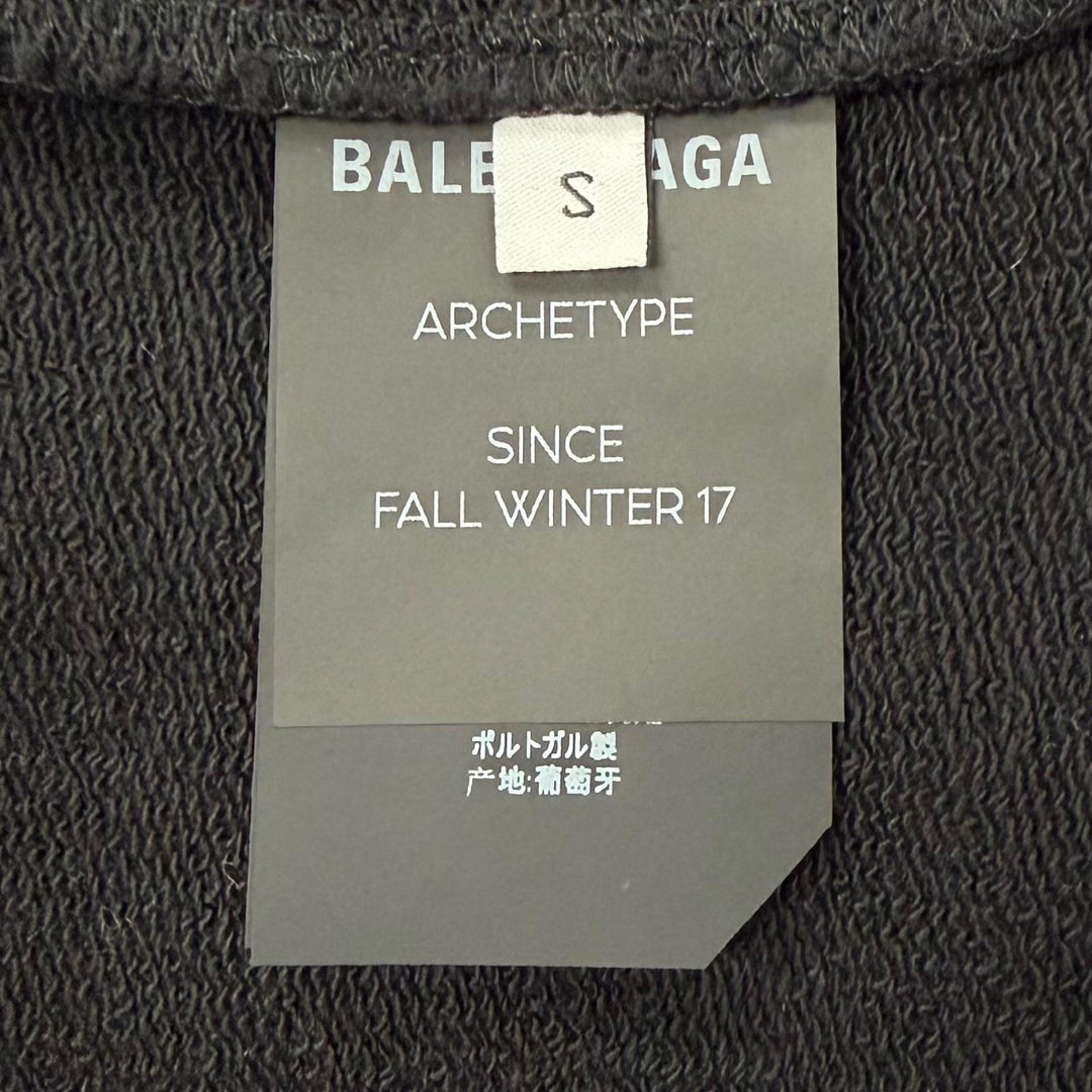 Pristine BALENCIAGA hoodie Logo print hooded pullover black cotton mens S 528351