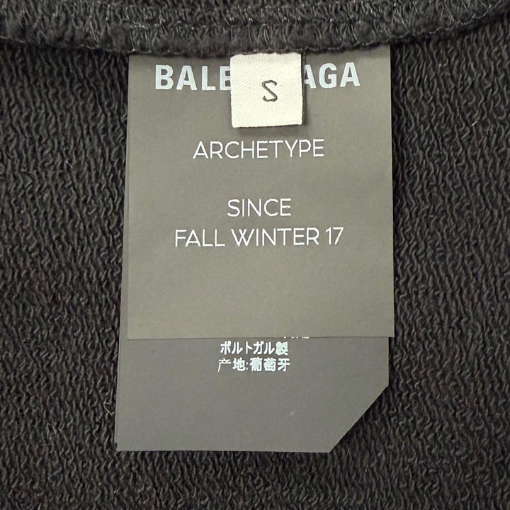 Pristine BALENCIAGA hoodie Logo print hooded pullover black cotton mens S 528351