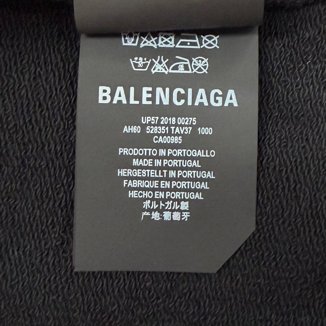 Pristine BALENCIAGA hoodie Logo print hooded pullover black cotton mens S 528351