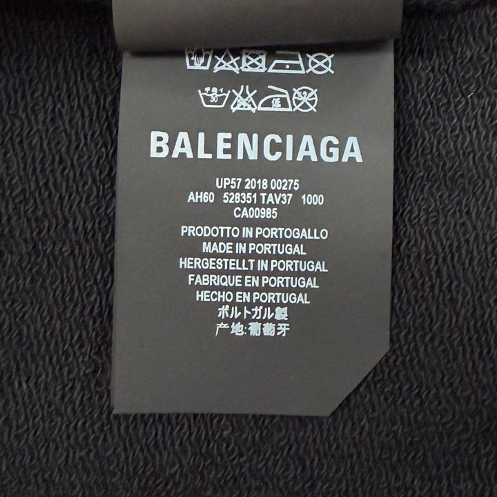 Pristine BALENCIAGA hoodie Logo print hooded pullover black cotton mens S 528351