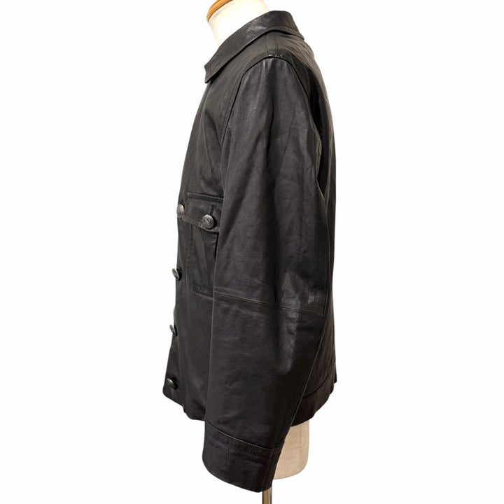 Great LOUIS VUITTON leather jacket Double-breasted jacket