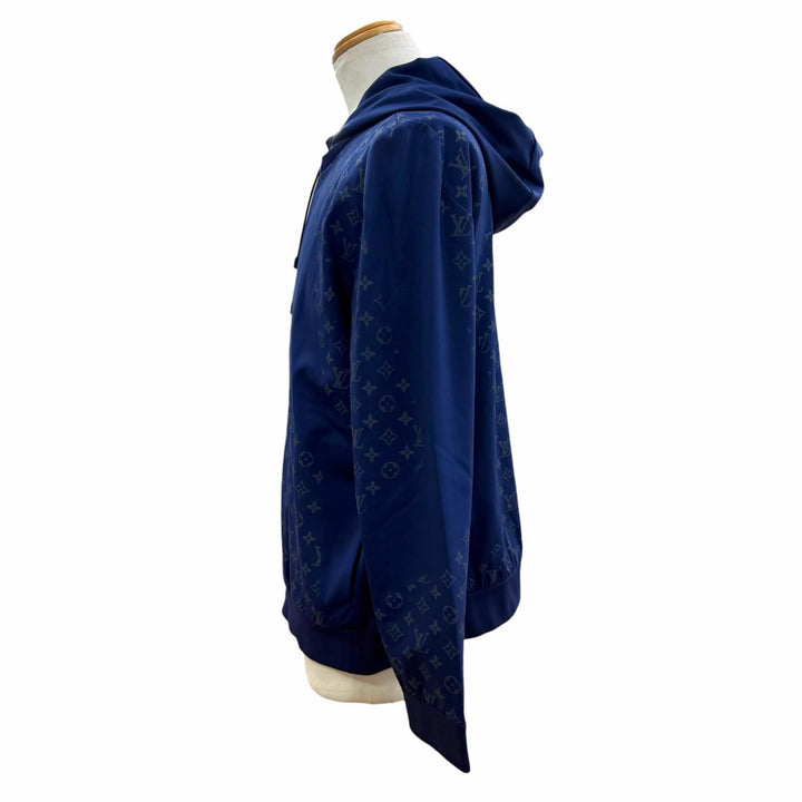 Excellent LOUIS VUITTON hoodie Monogram Hooded Zip-Up blue Nylon mens L