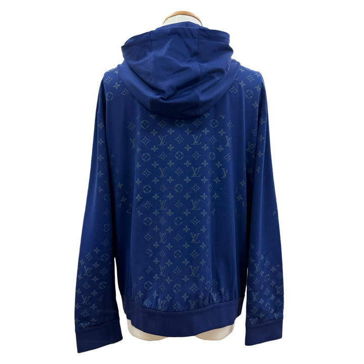 Excellent LOUIS VUITTON hoodie Monogram Hooded Zip-Up blue Nylon mens L