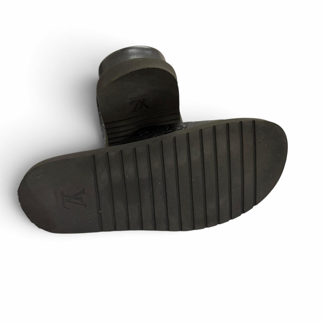 Great LOUIS VUITTON×NBA Sandals Monogram Slide black leather mens 7